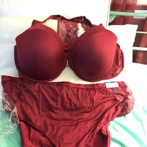 NWT Plus Lace racerback bra and brief with lace.